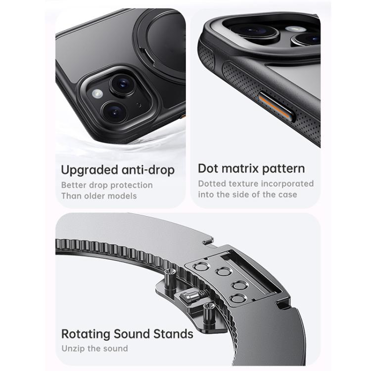 For iPhone 15 Gear 360 Rotation MagSafe Holder Phone Case(White) - iPhone 15 Cases by buy2fix | Online Shopping UK | buy2fix