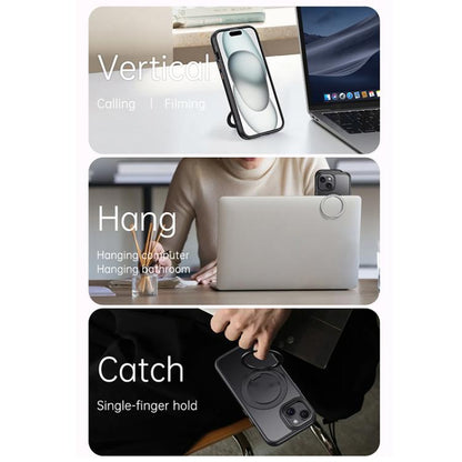 For iPhone 15 Gear 360 Rotation MagSafe Holder Phone Case(White) - iPhone 15 Cases by buy2fix | Online Shopping UK | buy2fix