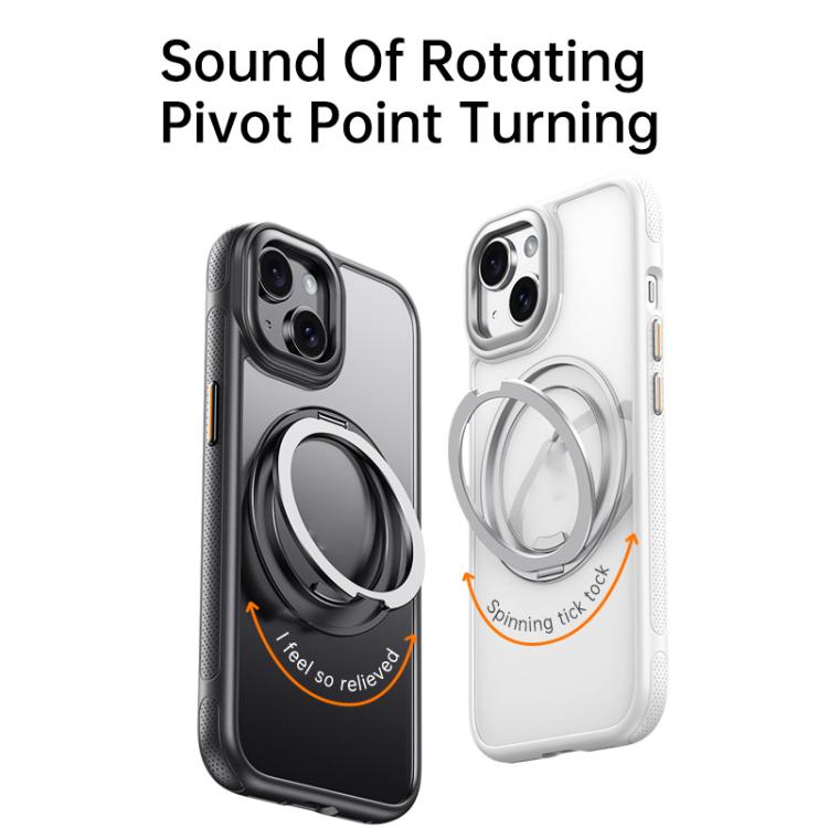 For iPhone 15 Gear 360 Rotation MagSafe Holder Phone Case(Transparent) - iPhone 15 Cases by buy2fix | Online Shopping UK | buy2fix