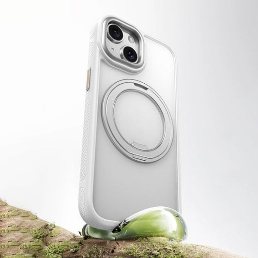 For iPhone 14 / 13 Gear 360 Rotation MagSafe Holder Phone Case(White) - iPhone 14 Cases by buy2fix | Online Shopping UK | buy2fix