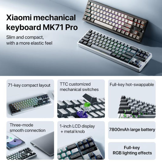 Xiaomi Mechanical Keyboard MK71 Pro Wired / 2.4G / Bluetooth Triple Mode Gaming Keyboard(Moon Rock) - Wireless Keyboard by Xiaomi | Online Shopping UK | buy2fix