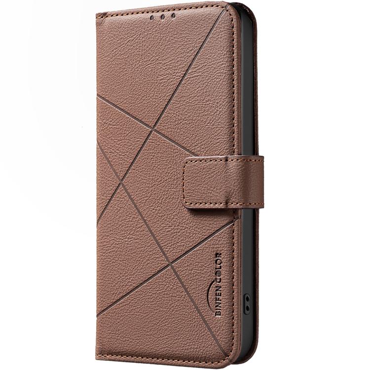 For iPhone Air Geometric Pattern RFID Leather Phone Case(Brown) - iPhone Air Cases by buy2fix | Online Shopping UK | buy2fix