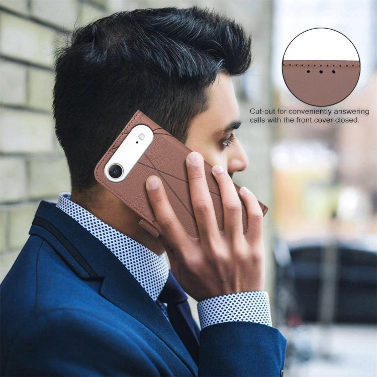 For iPhone Air Geometric Pattern RFID Leather Phone Case(Brown) - iPhone Air Cases by buy2fix | Online Shopping UK | buy2fix