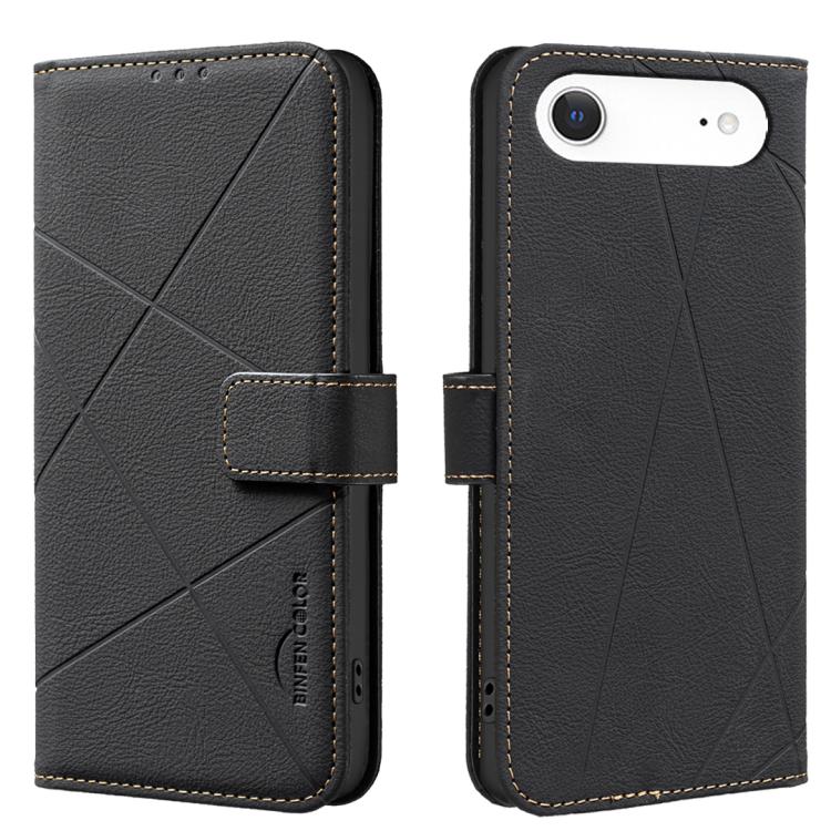 For iPhone Air Geometric Pattern RFID Leather Phone Case(Black) - iPhone Air Cases by buy2fix | Online Shopping UK | buy2fix