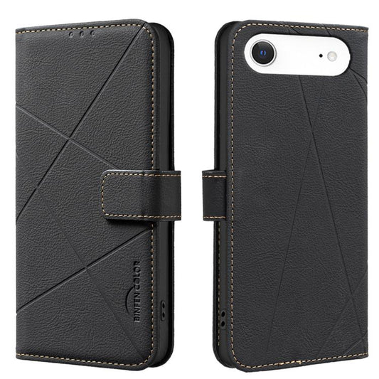 For iPhone Air Geometric Pattern RFID Leather Phone Case(Black) - iPhone Air Cases by buy2fix | Online Shopping UK | buy2fix