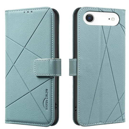 For iPhone Air Geometric Pattern RFID Leather Phone Case(Green)