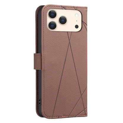 For iPhone 17 Pro Max Geometric Pattern RFID Leather Phone Case(Brown) - iPhone 17 Pro Max Cases by buy2fix | Online Shopping UK | buy2fix