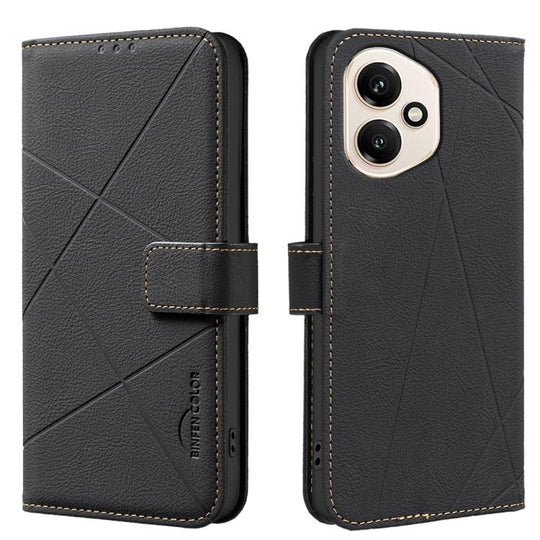 For Honor 400 Global 156.5mm Geometric Pattern RFID Leather Phone Case(Black)