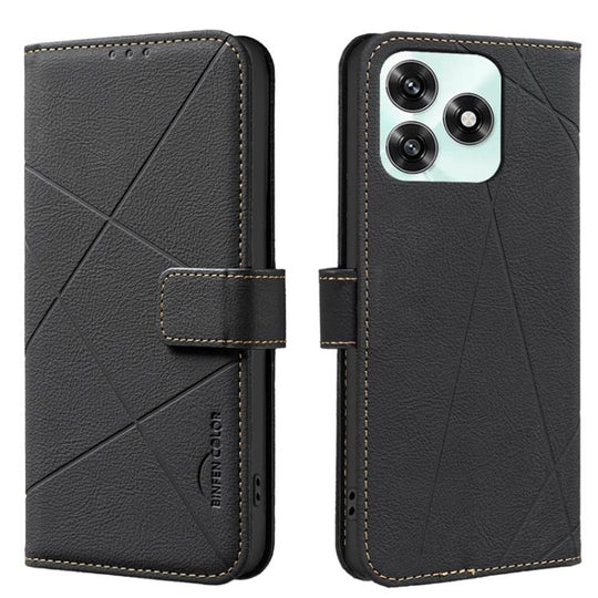 For Honor X5c 4G / X5c Plus Geometric Pattern RFID Leather Phone Case(Black)