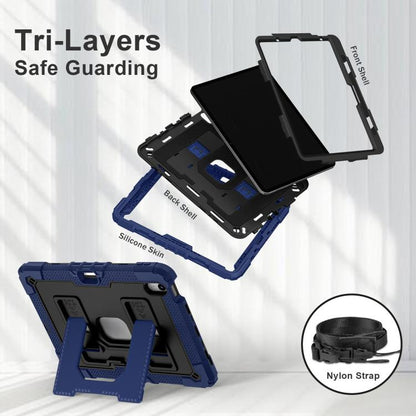 For iPad Air 11 2025 / 2024 Big Holder Silicone Hydric PC Tablet Case with Shoulder Strap(Navy Black) - iPad Air 11 2025 / 2024 Cases by buy2fix | Online Shopping UK | buy2fix
