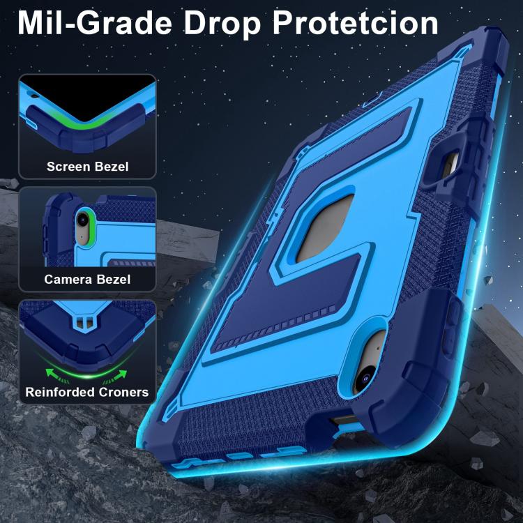 For iPad Air 11 2025 / 2024 Big Holder Silicone Hydric PC Tablet Case with Shoulder Strap(Navy Blue Blue) - iPad Air 11 2025 / 2024 Cases by buy2fix | Online Shopping UK | buy2fix