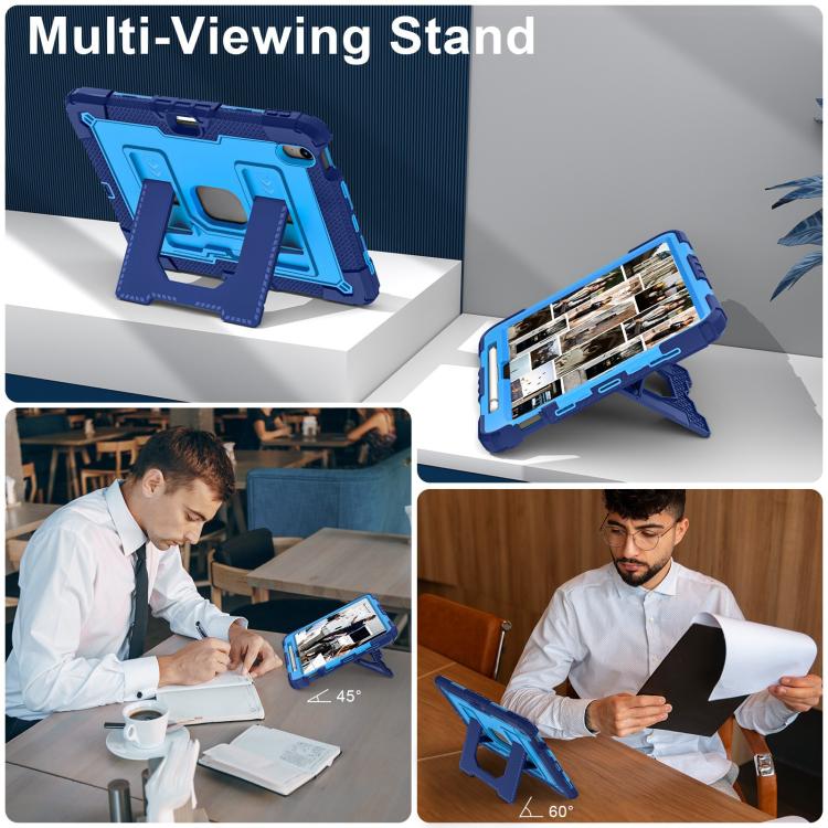 For iPad Air 11 2025 / 2024 Big Holder Silicone Hydric PC Tablet Case with Shoulder Strap(Navy Blue Blue) - iPad Air 11 2025 / 2024 Cases by buy2fix | Online Shopping UK | buy2fix