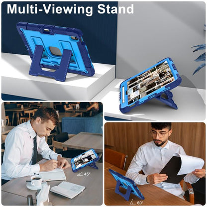 For iPad Air 11 2025 / 2024 Big Holder Silicone Hydric PC Tablet Case with Shoulder Strap(Navy Blue Blue) - iPad Air 11 2025 / 2024 Cases by buy2fix | Online Shopping UK | buy2fix