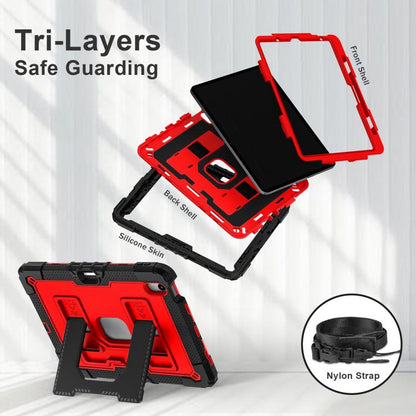 For iPad Air 11 2025 / 2024 Big Holder Silicone Hydric PC Tablet Case with Shoulder Strap(Black Red) - iPad Air 11 2025 / 2024 Cases by buy2fix | Online Shopping UK | buy2fix