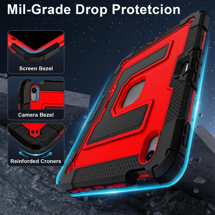 For iPad Air 11 2025 / 2024 Big Holder Silicone Hydric PC Tablet Case with Shoulder Strap(Black Red) - iPad Air 11 2025 / 2024 Cases by buy2fix | Online Shopping UK | buy2fix