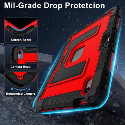 For iPad Air 11 2025 / 2024 Big Holder Silicone Hydric PC Tablet Case with Shoulder Strap(Black Red) - iPad Air 11 2025 / 2024 Cases by buy2fix | Online Shopping UK | buy2fix