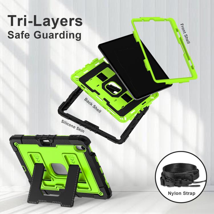 For iPad Air 11 2025 / 2024 Big Holder Silicone Hydric PC Tablet Case with Shoulder Strap(Black Olivine) - iPad Air 11 2025 / 2024 Cases by buy2fix | Online Shopping UK | buy2fix