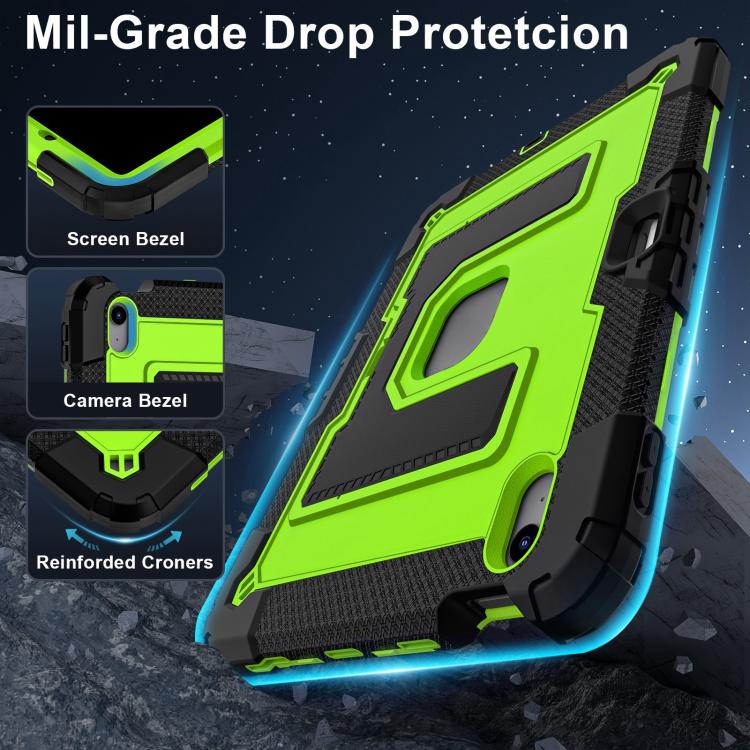 For iPad Air 11 2025 / 2024 Big Holder Silicone Hydric PC Tablet Case with Shoulder Strap(Black Olivine) - iPad Air 11 2025 / 2024 Cases by buy2fix | Online Shopping UK | buy2fix