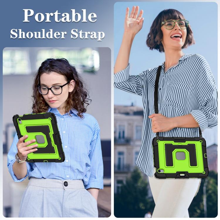 For iPad Air 11 2025 / 2024 Big Holder Silicone Hydric PC Tablet Case with Shoulder Strap(Black Olivine) - iPad Air 11 2025 / 2024 Cases by buy2fix | Online Shopping UK | buy2fix
