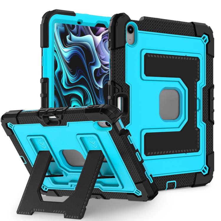 For iPad Air 11 2025 / 2024 Big Holder Silicone Hydric PC Tablet Case with Shoulder Strap(Black Blue) - iPad Air 11 2025 / 2024 Cases by buy2fix | Online Shopping UK | buy2fix