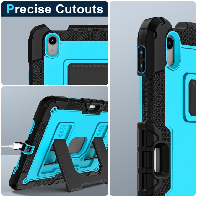 For iPad Air 11 2025 / 2024 Big Holder Silicone Hydric PC Tablet Case with Shoulder Strap(Black Blue) - iPad Air 11 2025 / 2024 Cases by buy2fix | Online Shopping UK | buy2fix