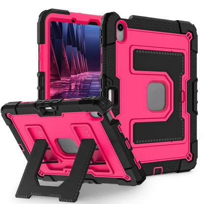 For iPad Air 11 2025 / 2024 Big Holder Silicone Hydric PC Tablet Case with Shoulder Strap(Black Rose Red) - iPad Air 11 2025 / 2024 Cases by buy2fix | Online Shopping UK | buy2fix
