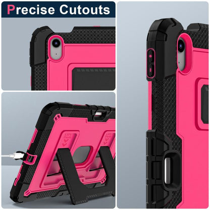 For iPad Air 11 2025 / 2024 Big Holder Silicone Hydric PC Tablet Case with Shoulder Strap(Black Rose Red) - iPad Air 11 2025 / 2024 Cases by buy2fix | Online Shopping UK | buy2fix