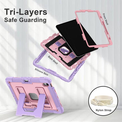 For iPad Air 11 2025 / 2024 Big Holder Silicone Hydric PC Tablet Case with Shoulder Strap(Purple Rose Gold) - iPad Air 11 2025 / 2024 Cases by buy2fix | Online Shopping UK | buy2fix