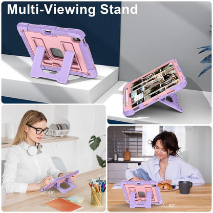 For iPad Air 11 2025 / 2024 Big Holder Silicone Hydric PC Tablet Case with Shoulder Strap(Purple Rose Gold) - iPad Air 11 2025 / 2024 Cases by buy2fix | Online Shopping UK | buy2fix