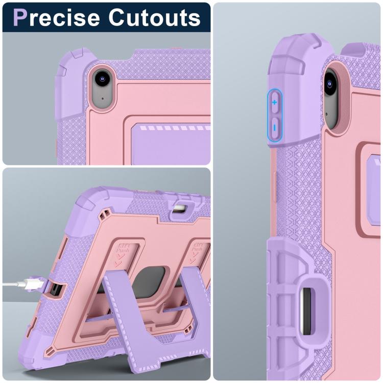 For iPad Air 11 2025 / 2024 Big Holder Silicone Hydric PC Tablet Case with Shoulder Strap(Purple Rose Gold) - iPad Air 11 2025 / 2024 Cases by buy2fix | Online Shopping UK | buy2fix