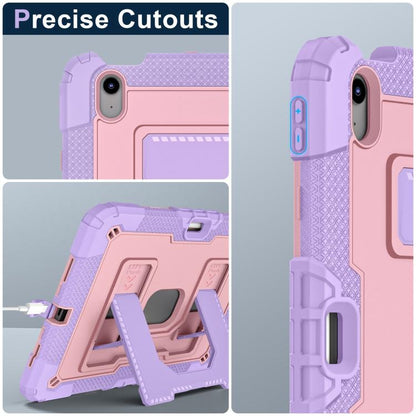 For iPad Air 11 2025 / 2024 Big Holder Silicone Hydric PC Tablet Case with Shoulder Strap(Purple Rose Gold) - iPad Air 11 2025 / 2024 Cases by buy2fix | Online Shopping UK | buy2fix