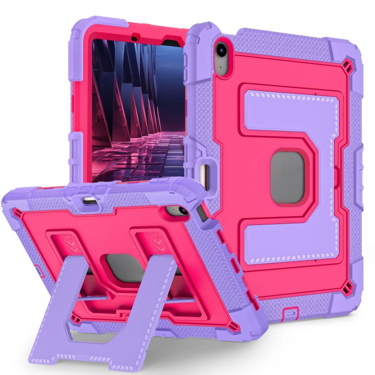 For iPad Air 11 2025 / 2024 Big Holder Silicone Hydric PC Tablet Case with Shoulder Strap(Purple Rose Red) - iPad Air 11 2025 / 2024 Cases by buy2fix | Online Shopping UK | buy2fix