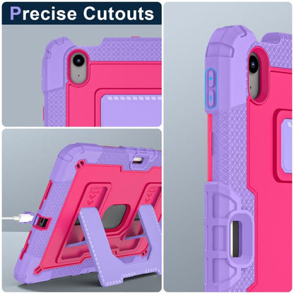 For iPad Air 11 2025 / 2024 Big Holder Silicone Hydric PC Tablet Case with Shoulder Strap(Purple Rose Red) - iPad Air 11 2025 / 2024 Cases by buy2fix | Online Shopping UK | buy2fix