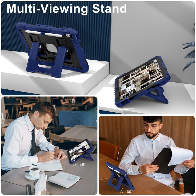 For iPad 2025 / 2022 Big Holder Silicone Hydric PC Tablet Case with Shoulder Strap(Navy Black) - iPad 2025 / 2022 Cases by buy2fix | Online Shopping UK | buy2fix