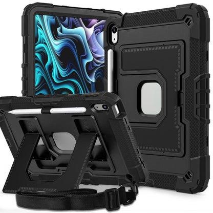For iPad 2025 / 2022 Big Holder Silicone Hydric PC Tablet Case with Shoulder Strap(Black) - iPad 2025 / 2022 Cases by buy2fix | Online Shopping UK | buy2fix