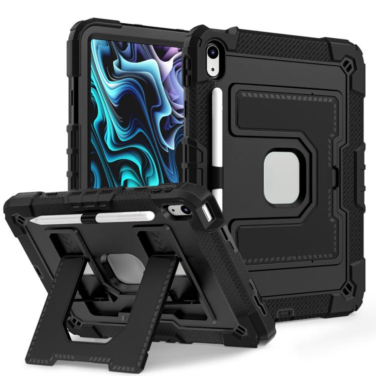 For iPad 2025 / 2022 Big Holder Silicone Hydric PC Tablet Case with Shoulder Strap(Black) - iPad 2025 / 2022 Cases by buy2fix | Online Shopping UK | buy2fix