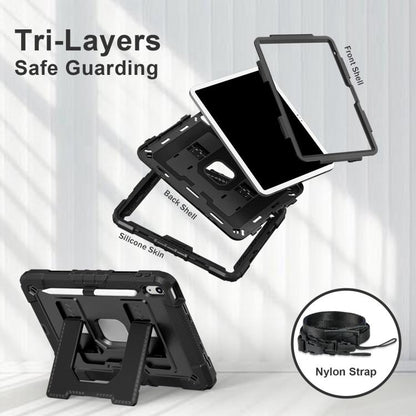 For iPad 2025 / 2022 Big Holder Silicone Hydric PC Tablet Case with Shoulder Strap(Black) - iPad 2025 / 2022 Cases by buy2fix | Online Shopping UK | buy2fix