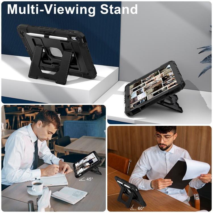 For iPad 2025 / 2022 Big Holder Silicone Hydric PC Tablet Case with Shoulder Strap(Black) - iPad 2025 / 2022 Cases by buy2fix | Online Shopping UK | buy2fix