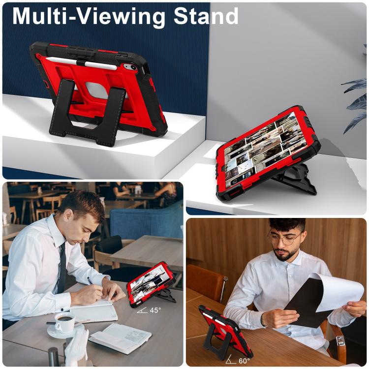 For iPad 2025 / 2022 Big Holder Silicone Hydric PC Tablet Case with Shoulder Strap(Black Red) - iPad 2025 / 2022 Cases by buy2fix | Online Shopping UK | buy2fix