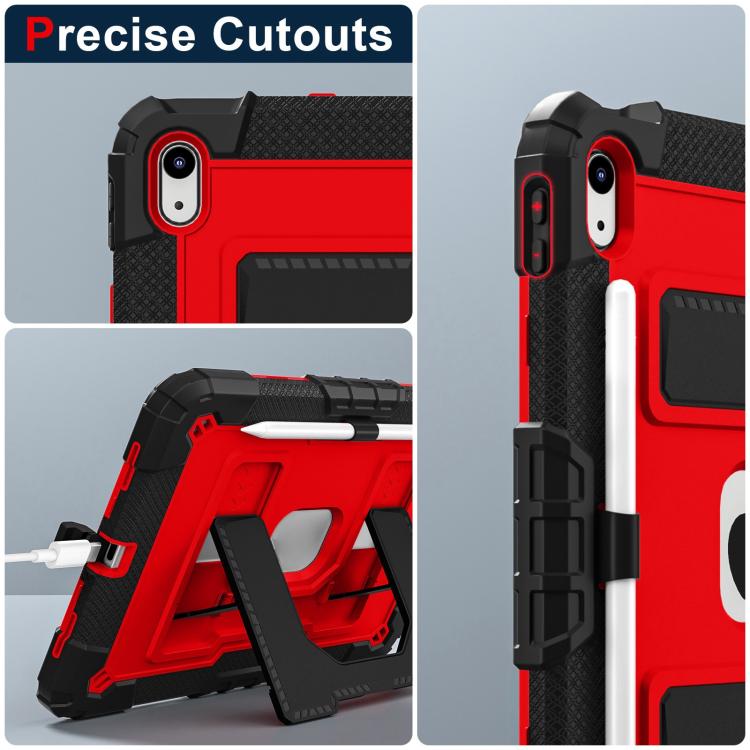 For iPad 2025 / 2022 Big Holder Silicone Hydric PC Tablet Case with Shoulder Strap(Black Red) - iPad 2025 / 2022 Cases by buy2fix | Online Shopping UK | buy2fix