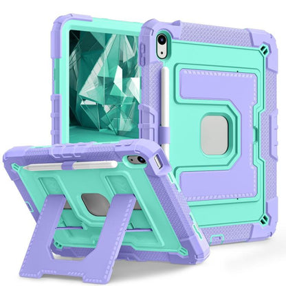 For iPad 2025 / 2022 Big Holder Silicone Hydric PC Tablet Case with Shoulder Strap(Purple Mint) - iPad 2025 / 2022 Cases by buy2fix | Online Shopping UK | buy2fix