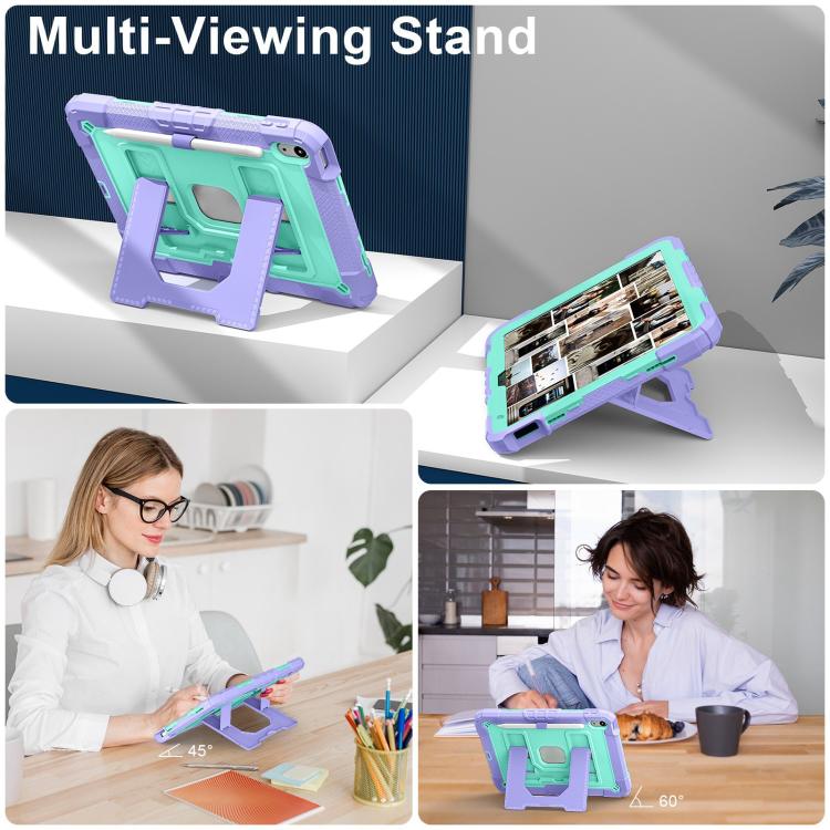 For iPad 2025 / 2022 Big Holder Silicone Hydric PC Tablet Case with Shoulder Strap(Purple Mint) - iPad 2025 / 2022 Cases by buy2fix | Online Shopping UK | buy2fix