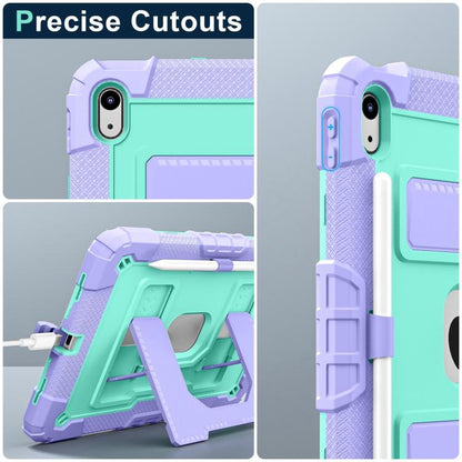 For iPad 2025 / 2022 Big Holder Silicone Hydric PC Tablet Case with Shoulder Strap(Purple Mint) - iPad 2025 / 2022 Cases by buy2fix | Online Shopping UK | buy2fix