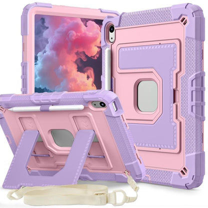 For iPad 2025 / 2022 Big Holder Silicone Hydric PC Tablet Case with Shoulder Strap(Purple Rose Gold) - iPad 2025 / 2022 Cases by buy2fix | Online Shopping UK | buy2fix