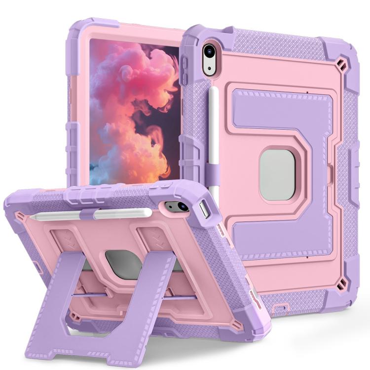 For iPad 2025 / 2022 Big Holder Silicone Hydric PC Tablet Case with Shoulder Strap(Purple Rose Gold) - iPad 2025 / 2022 Cases by buy2fix | Online Shopping UK | buy2fix