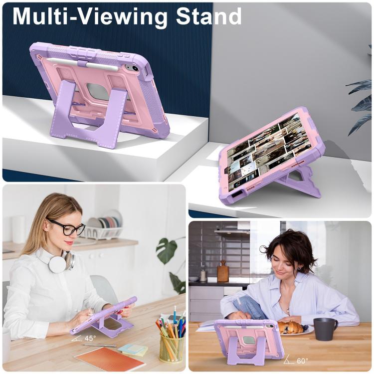 For iPad 2025 / 2022 Big Holder Silicone Hydric PC Tablet Case with Shoulder Strap(Purple Rose Gold) - iPad 2025 / 2022 Cases by buy2fix | Online Shopping UK | buy2fix