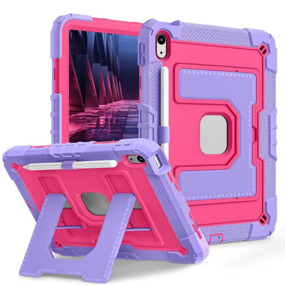For iPad 2025 / 2022 Big Holder Silicone Hydric PC Tablet Case with Shoulder Strap(Purple Rose Red) - iPad 2025 / 2022 Cases by buy2fix | Online Shopping UK | buy2fix