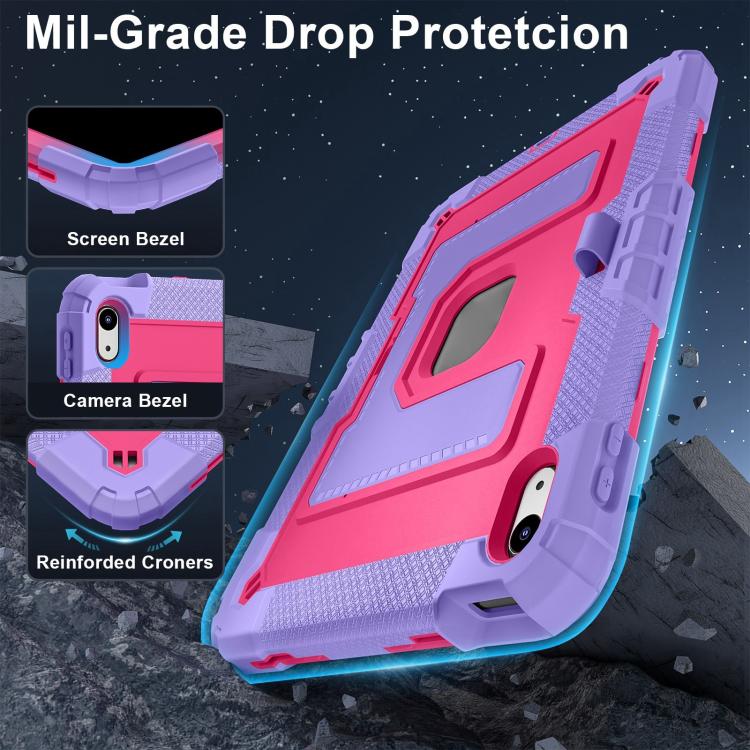 For iPad 2025 / 2022 Big Holder Silicone Hydric PC Tablet Case with Shoulder Strap(Purple Rose Red) - iPad 2025 / 2022 Cases by buy2fix | Online Shopping UK | buy2fix