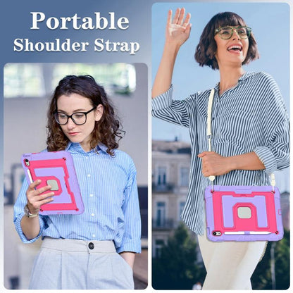 For iPad 2025 / 2022 Big Holder Silicone Hydric PC Tablet Case with Shoulder Strap(Purple Rose Red) - iPad 2025 / 2022 Cases by buy2fix | Online Shopping UK | buy2fix