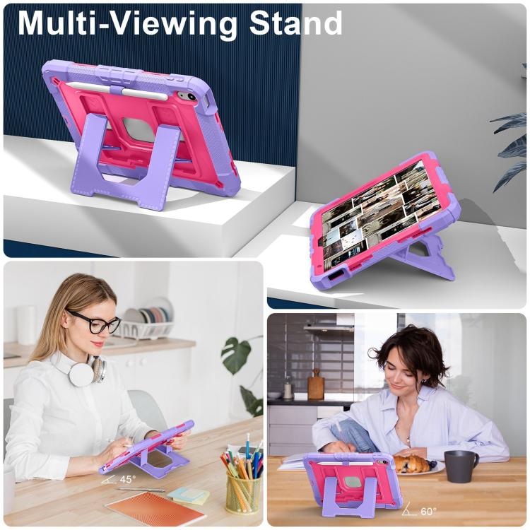 For iPad 2025 / 2022 Big Holder Silicone Hydric PC Tablet Case with Shoulder Strap(Purple Rose Red) - iPad 2025 / 2022 Cases by buy2fix | Online Shopping UK | buy2fix